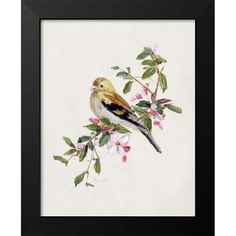 Spring Song Pine Grosbeak Black Modern Wood Framed Art Print by Swatland, Sally