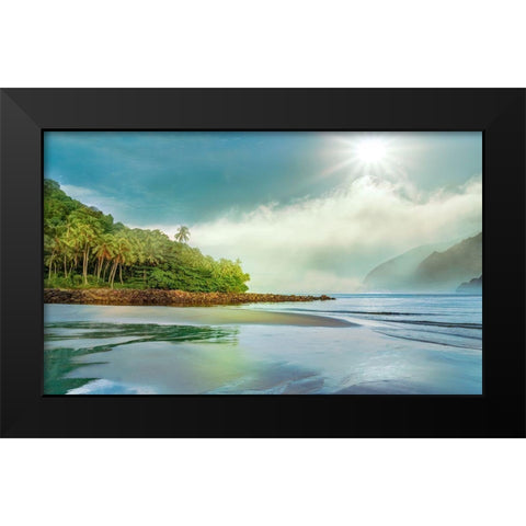 Jungle Meets the Sea Black Modern Wood Framed Art Print by Calascibetta, Mike