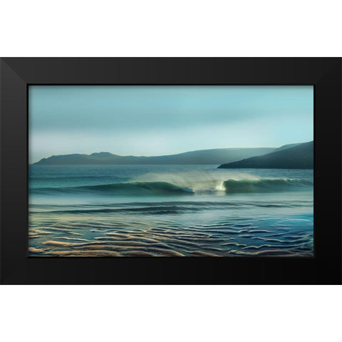 Waves Meet Black Modern Wood Framed Art Print by Calascibetta, Mike