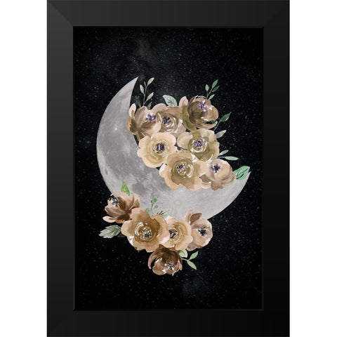 Bohemian Moon Black Modern Wood Framed Art Print by Santiago, Daniela