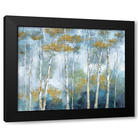 Indigo Forest Black Modern Wood Framed Art Print with Double Matting by Nan