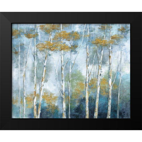 Indigo Forest Black Modern Wood Framed Art Print by Nan