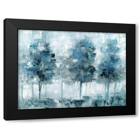 Shady Blue Forest Black Modern Wood Framed Art Print with Double Matting by Nan