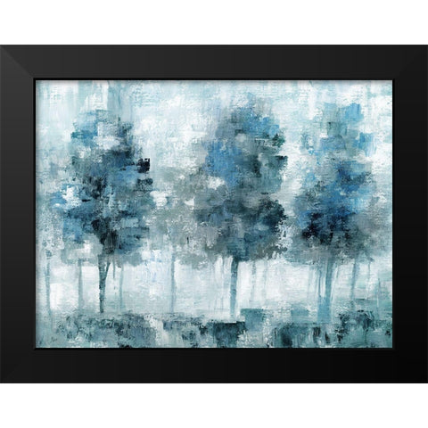 Shady Blue Forest Black Modern Wood Framed Art Print by Nan