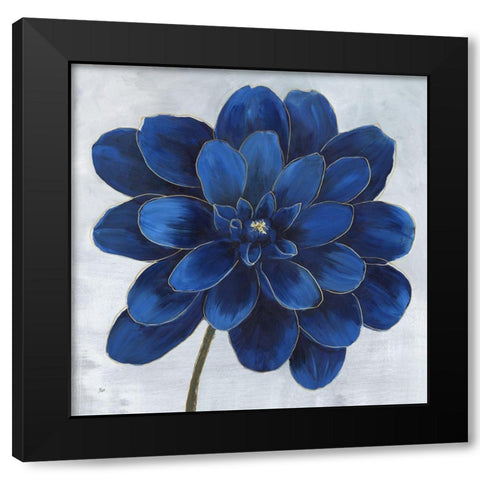 Indigo Dahlia Black Modern Wood Framed Art Print with Double Matting by Nan