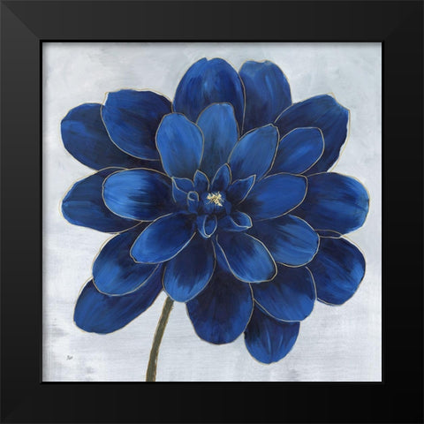 Indigo Dahlia Black Modern Wood Framed Art Print by Nan