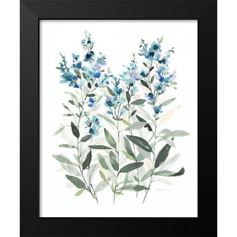 Delicate Blue Botanical II Black Modern Wood Framed Art Print by Robinson, Carol