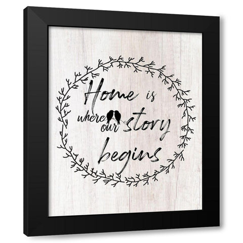 Where Our Story Begins Black Modern Wood Framed Art Print by Santiago, Daniela