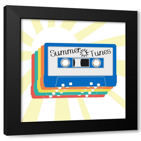Summer Tunes Black Modern Wood Framed Art Print with Double Matting by Santiago, Daniela