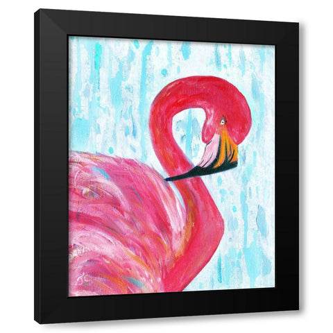 Flamingo I Black Modern Wood Framed Art Print by Cole, Jan