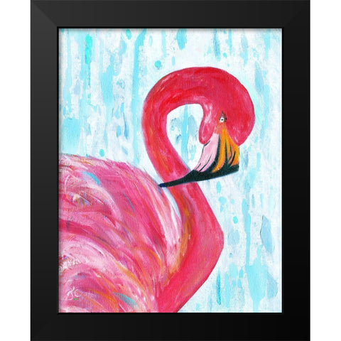 Flamingo I Black Modern Wood Framed Art Print by Cole, Jan