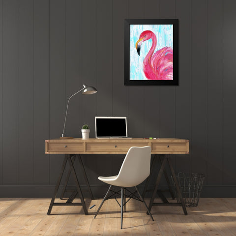 Flamingo II Black Modern Wood Framed Art Print by Cole, Jan