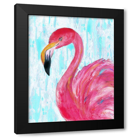 Flamingo II Black Modern Wood Framed Art Print by Cole, Jan
