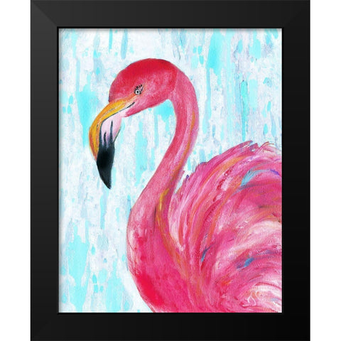 Flamingo II Black Modern Wood Framed Art Print by Cole, Jan
