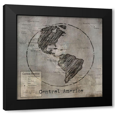 Central America Black Modern Wood Framed Art Print with Double Matting by Jill, Susan