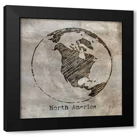 North America Black Modern Wood Framed Art Print by Jill, Susan