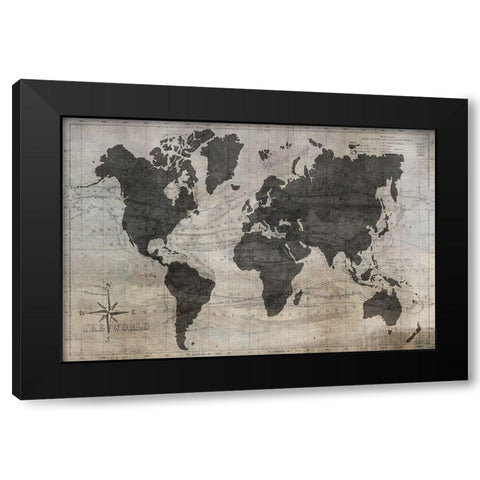 World Map Black Modern Wood Framed Art Print by Jill, Susan