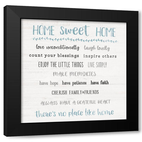 Home Sweet Home Rules Black Modern Wood Framed Art Print with Double Matting by Carpentieri, Natalie