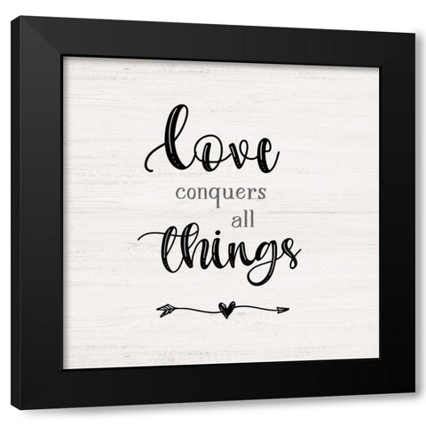 Love Conquers Black Modern Wood Framed Art Print with Double Matting by Carpentieri, Natalie