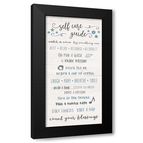 Self Care Guide Black Modern Wood Framed Art Print by Carpentieri, Natalie
