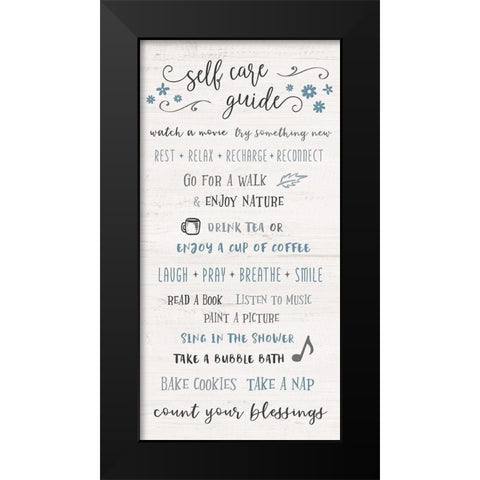 Self Care Guide Black Modern Wood Framed Art Print by Carpentieri, Natalie