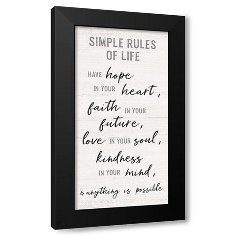 Simple Rules of Life Black Modern Wood Framed Art Print by Carpentieri, Natalie