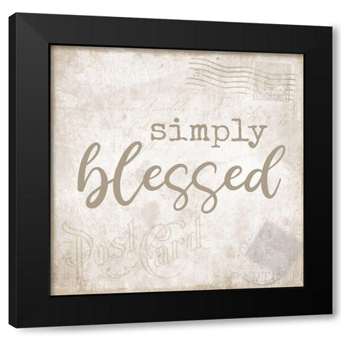 Designs - Postcard Blessed Black Modern Wood Framed Art Print by CAD Designs