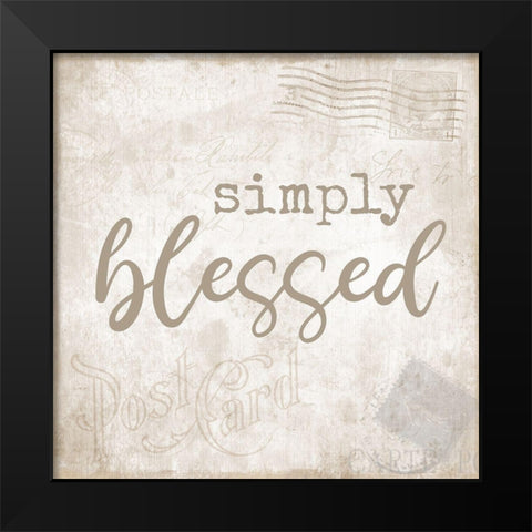 Designs - Postcard Blessed Black Modern Wood Framed Art Print by CAD Designs