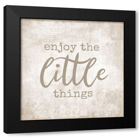 Postcard Little Things Black Modern Wood Framed Art Print with Double Matting by CAD Designs