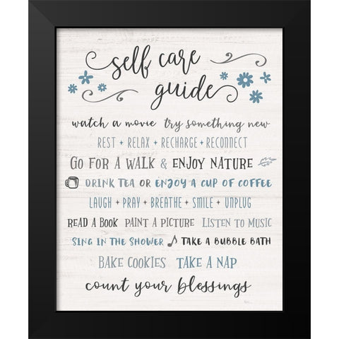 Guide to Self Care Black Modern Wood Framed Art Print by Carpentieri, Natalie