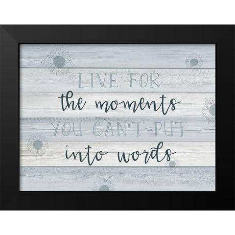 Moments into Words Black Modern Wood Framed Art Print by CAD Designs