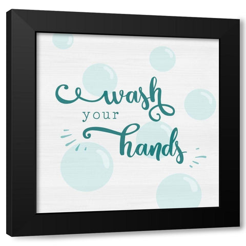 Wash Your Hands Black Modern Wood Framed Art Print with Double Matting by CAD Designs