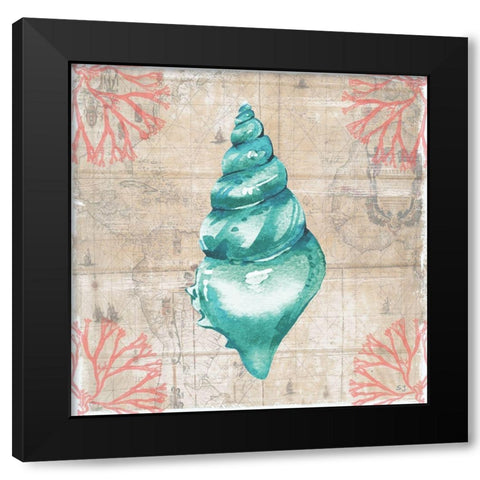 Coral Cove II Black Modern Wood Framed Art Print by Jill, Susan