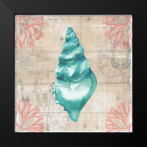 Coral Cove II Black Modern Wood Framed Art Print by Jill, Susan