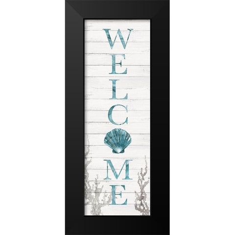Welcome Shell Black Modern Wood Framed Art Print by Robinson, Carol