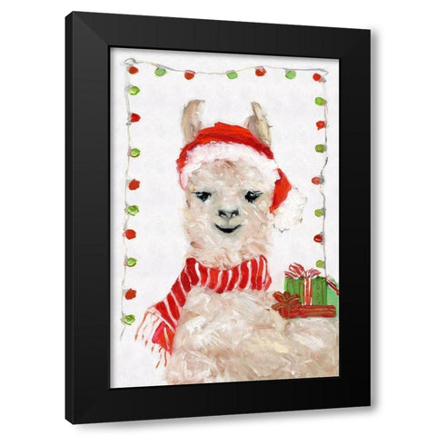 Holiday Llama II Black Modern Wood Framed Art Print with Double Matting by Swatland, Sally