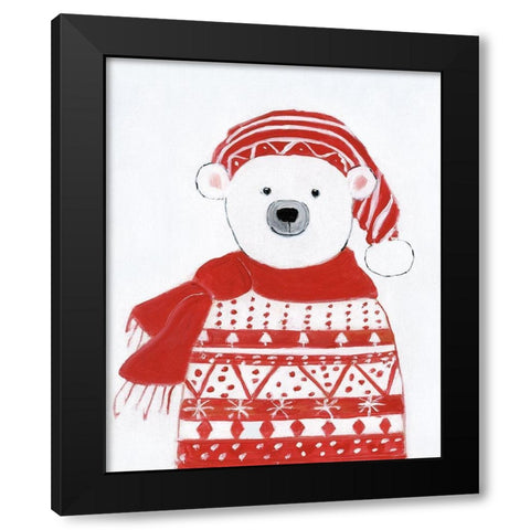 Holiday Polar Bear I Black Modern Wood Framed Art Print with Double Matting by Swatland, Sally