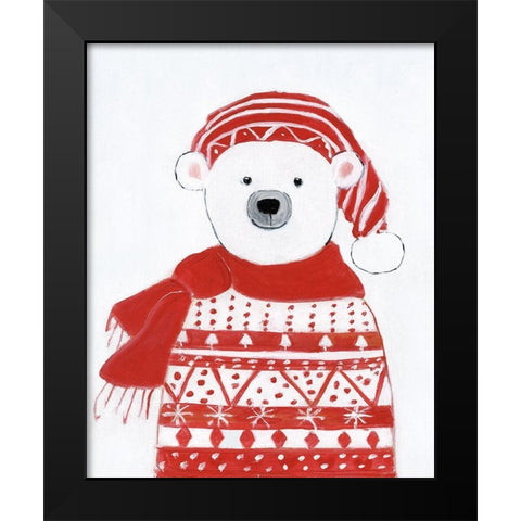 Holiday Polar Bear I Black Modern Wood Framed Art Print by Swatland, Sally