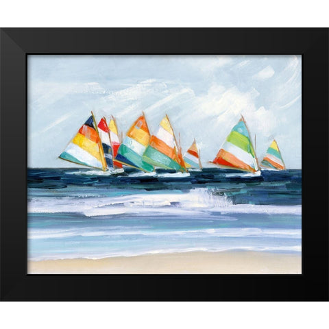 Summer Regatta Black Modern Wood Framed Art Print by Swatland, Sally