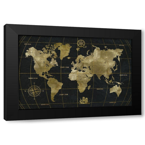 Golden World Black Modern Wood Framed Art Print with Double Matting by Nan