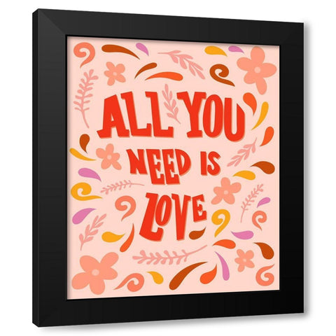Retro Love Black Modern Wood Framed Art Print with Double Matting by Carpentieri, Natalie