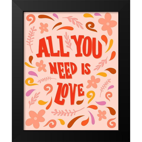 Retro Love Black Modern Wood Framed Art Print by Carpentieri, Natalie