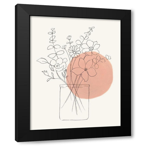 Contemporary Wildflower Bouquet Black Modern Wood Framed Art Print with Double Matting by Nan