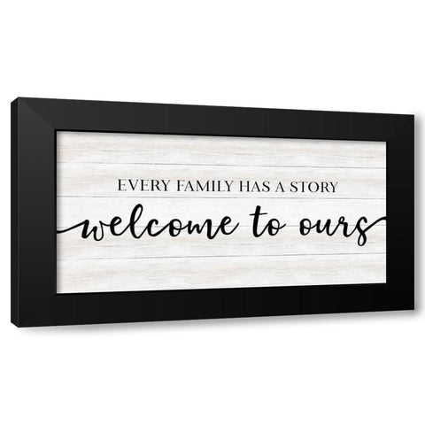 Family Story Black Modern Wood Framed Art Print by CAD Designs