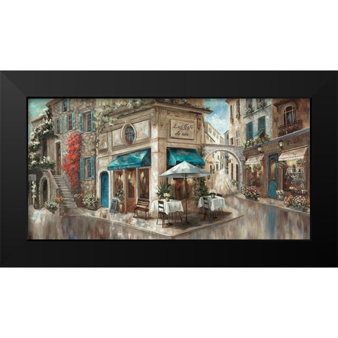 Corner Cafe Black Modern Wood Framed Art Print by Nan