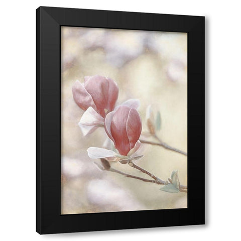 Blooming Hearts Black Modern Wood Framed Art Print by Van de Goor, Lars
