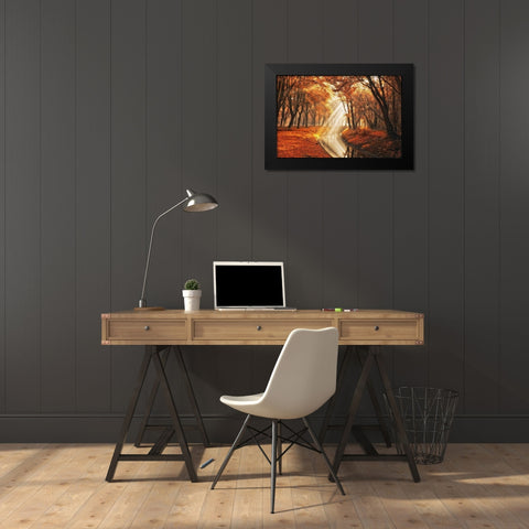 Little Black Duck Black Modern Wood Framed Art Print by Van de Goor, Lars