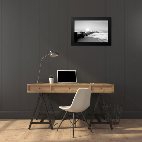 Shifting Shore Black Modern Wood Framed Art Print by Carpentieri, Natalie