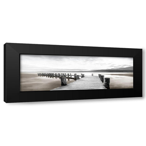 Misty Morning Dock Black Modern Wood Framed Art Print by Calascibetta, Mike