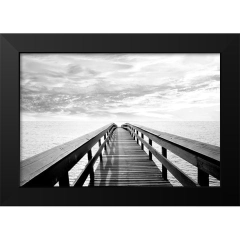 Pier Reflections Black Modern Wood Framed Art Print by Carpentieri, Natalie